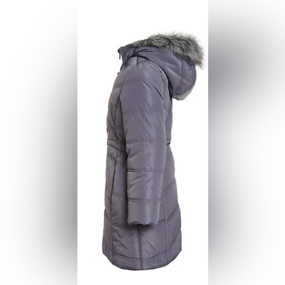 Girl's Aerial Fur-Trim Hooded Long Puffer Coat - Picture 3 of 7